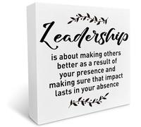 KOPUTE Leader Gifts, Leadership Is about Making Others Better as A Result, Leader Retiret Farewell Going Away New Job Leaving Gifts for Boss tor, Wooden Box Sign Desk Decor 7 x 7 Inches