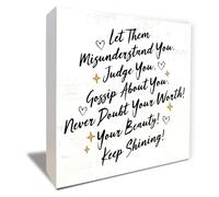KOPUTE Let Them Misundeistand You Judge You Gossip About You-box-positive Decorative Signs & Plaques Box Wooden Box Sign 7 x 7 Inches