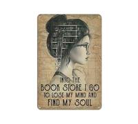 KOPUTE Love Reading Book Poster, Vintage Book Canvas, Into The Library Lose My Mind And Find My Soul Vintage Poster, Retro Metal Poster Wall Art Kitchen Garden Farm Home Decoration,tin sign 30X40cm