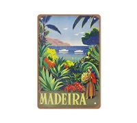 KOPUTE Madeira Portugal Posters Madeira Island Vintage Travel Advertising Poster,Vintage Style Wall Sign Wall Decor Gift for Mom, Dad, Friends Tin Sign 20 x 30cm