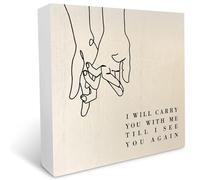 KOPUTE Memorial Artwork Wood Box Sign Rustic Farmhouse Style I will l Carry You with Me Till We Meet Again Wood Block Plaque es Home Desk Sign Decor for Presents 5 x 5 Inches