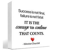 KOPUTE Motivational Wood Box Sign Desk Decor,Success is not Final Failure is not Fatal Wood Plaque Signs,Rustic Positive Wooden Block Sign Decor for Home Office Decoration 5 x 5 Inches