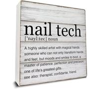 KOPUTE Nail Tech Gift Nail Tech Definition Art Wooden Box Sign Nail Technician Desk Decorative Wooden Sign Nail Salon Decor For Desk, 7 x 7 Inches