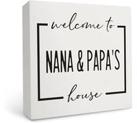 KOPUTE Nana And Papa Wooden Sign, Welcome To Nana And Papa'S House Wooden Signs For Home Decor, House Warming Gifts Idea, Nana And Papa Gifts, Gifts For Grandparents 5 x 5 Inches