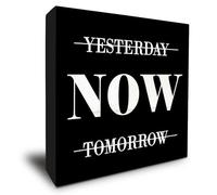 KOPUTE Office Decor, Yesterday Now Tomorrow, Motivational Gift for The Home Office Wood Box Sign Block Shelf Tabletop Decor Office Farmhouse Decor Black 7 x 7 Inches