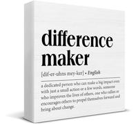 KOPUTE Office Desk Signs, Difference Maker Signs Rustic Difference Maker Definition Wood Sign Home Office Desktop Decor 7 x 7 Inches