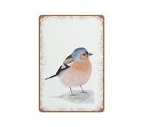 KOPUTE Original Chaffinch Bird Print, Backyard Birds, Bird Wall Decor, Living Room Wall Art, Midwest Bird Painting,Vintage Style Gift for Mom, Dad, Friends Tin Sign 20 x 30cm