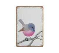 KOPUTE Original Pink Robin Print, Robin Bird Painting, Pink Bird Print, Robin Holiday Print, Living Room Wall Art,Vintage Style Gift for Mom, Dad, Friends Tin Sign 20 x 30cm