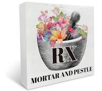 KOPUTE Pharmacist Gifts, RX Pharmacy Technician Apothecary Gifts, Future Pharmacist Graduation Gifts for Nursing Student Medical Student, Mortar and Pestle, Wooden Box Sign 5 x 5 Inches