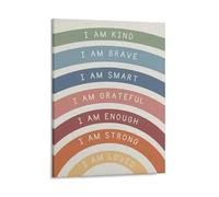 KOPUTE Positive Affirmations Poster, I Am Kind Brave Wall Art Poster, Boho Nursery Decor, Dining Room Decor, Bedroom Art, Wall Decor Living Room, Wall Art, Frameless 8x10inch
