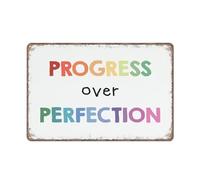KOPUTE Progress over perfection, Mental health poster, Classroom Decor, Growth mindset poster, therapy office decor, Retro Metal Poster Wall Art Kitchen Garden Farm Home Decoration,tin sign 20X30cm