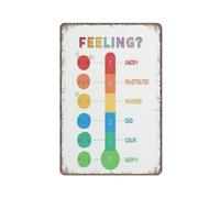 KOPUTE Rainbow Feelings thermometer, Feelings poster, Calm down corner, Self regulation poster, therapy office,Retro Metal Poster Wall Art Kitchen Garden Farm Home Decoration,tin sign 14X20cm