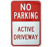 KOPUTE Restriction Caution Tin Sign No Parking-Active Driveway,Red On White Metal SignGarage Parking Yard Aluminum Sign Home Bar Kitchen Coffee Man Cave Garage Wall Decor Art Tin Sign 12x16 Inch