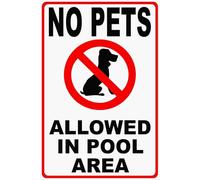 KOPUTE Road Sign Aluminum Metal No Pets Allowed In Pool Area Rules Pools Deck Dogs Pet Warning Home Bar Kitchen Coffee Man Cave Garage Wall Decor Art Tin Sign 5.5x8 Inch