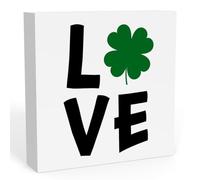 KOPUTE Rustic Farmhouse St Patricks Day Country Home Office Desk Decor Irish Good Luck Gifts for Her Him Love Sign Cubicle Shelf Tabletop Decor 5 x 5 Inches