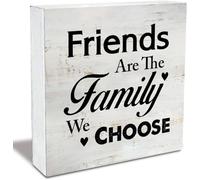 KOPUTE Rustic hip Wood Box Sign are the Family We Choose Wooden Box Sign Farmhouse Home Desk Shelf Decor Best Gift 7 x 7 Inches