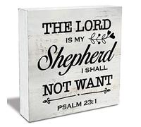 KOPUTE Rustic Religious Wood Box Sign the Lord is my Shepherd I Shall Not Want Psalm 23:1 Wooden Box Sign Christian Home Desk Shelf Decor 7 x 7 Inches