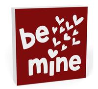 KOPUTE Rustic Romantic Valentines Day Anniversary Farmhouse Home Office Desk Decor Be Mine Sign Cubicle Decor Couple Gifts for Couples 7 x 7 Inches