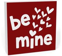 KOPUTE Rustic Romantic Valentines Day Anniversary Farmhouse Home Office Desk Decor Be Mine Sign Cubicle Decor Couple Gifts for Couples 5 x 5 Inches