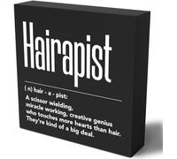 KOPUTE Salon Decor Wood Sign Desk Decor Rustic Hairapist Definition Black Wooden Box Sign for Home Desk Tabletop Shelf Counter Beauty Shop Barbershop Hair Salon Decor 7 x 7 Inches