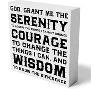 KOPUTE Serenity Prayer Wooden Box Sign Home Wall Decor Rustic God Grant Me the Serenity Wood Box Sign 5 x 5 Inches