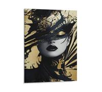 KOPUTE Sexy Woman Gold Black Canvas Art - Modern Elegant Home Office Decor - Luxury Fashion Wall Poster Print - Dining Room Decor, Bedroom Art, Wall Decor Living Room,Frameless 20x30inch