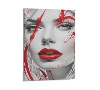 KOPUTE Sexy Woman Home Office Modern Canvas Decor - Motivational Wall Art - Red Lips Black White Fashion Portrait Poster Dining Room Decor, Bedroom Art, Wall Decor Living Room,Frameless 20x30inch