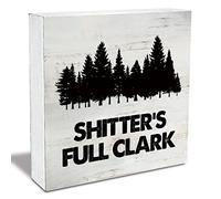 KOPUTE Shitter's Full Clark Camping Bathroom Wood Box Sign Rustic Wooden Box Sign Camper Restroom Toilet Desk Shelf Decor 5 x 5 Inches
