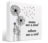 KOPUTE Some See A Weed Others See A Wish Wood Box Sign Decor Desk Sign,Inspirational Dandelion Saying Wooden Box Block Sign for Home Office Shelf Table Decor 7 x 7 Inches
