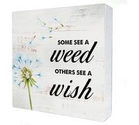 KOPUTE Some See A Weed Others See A Wish Wood Box Sign Home Decor Rustic Spring Quote Wooden Box Sign Block Plaque For Wall Tabletop Desk Home Decoration 7 x 7 Inches