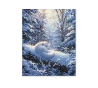 KOPUTE Strange White Fox,Animals Art Poster Canvas- Perfect for Wall Artrations, Dining Room Decor, Bedroom Art, Wall Decor Living Room, Wall Art, Frameless 12x16inch