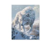 KOPUTE Strange White Wolf,Animals Art Poster Canvas- Perfect for Wall Artrations, Dining Room Decor, Bedroom Art, Wall Decor Living Room, Wall Art, Frameless 20x30inch