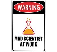 KOPUTE Students Teachers Gifts Funny Mad Scientist at Work Tin Sign for Science Chemistry Classroom Laboratory Decor Home Bar Kitchen Coffee Man Cave Garage Wall Decor Art Tin Sign 12x16 Inch