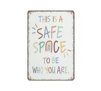 KOPUTE This is a safe space to be who you are, Mental health poster, Therapy office decor, Educational wall art,Retro Metal Poster Wall Art Kitchen Garden Farm Home Decoration,tin sign 20X30cm