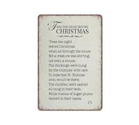 KOPUTE Twas the Night Before Christmas Printable Wall Art, Christmas Sign, Vintage Book Page Print, Christmas Decor, Retro Metal Poster Wall Art Kitchen Garden Farm Home Decoration,tin sign 30X40cm