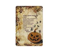 KOPUTE Vintage Halloween Pumpkin Poster, Witch Poem Poster, Witches Gifts, Halloween Poster, Pumpkin Print,Retro Metal Poster Wall Art Kitchen Garden Farm Home Decoration,tin sign 14X20cm