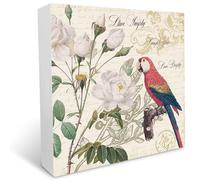 KOPUTE Vintage Parrot and Sunflower Live Simply Laugh Often Love Deeply Rustic Wood Box Sign Desk Decor Inspirational Wooden Block Sign for Home Office Desk Shelf Decoration 7 x 7 Inches