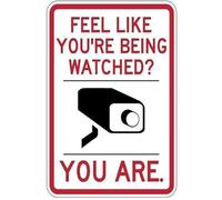 KOPUTE Warning Plaque Wall Decor Feel Like You're Being Watched Video Security Sign Home Bar Kitchen Coffee Man Cave Garage Wall Decor Art Tin Sign 12x16 Inch