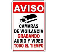KOPUTE Warning Plaque Wall Decor Spanish Video Surveillance Safety Sign Decoration Sign Home Bar Kitchen Coffee Man Cave Garage Wall Decor Art Tin Sign 5.5x8 Inch