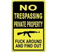 KOPUTE Warning Retro Metal Sign,No Trespassing This Property is Protected by God and Gun Home Bar Kitchen Coffee Man Cave Garage Wall Decor Art Tin Sign 5.5x8 Inch