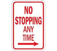 KOPUTE Warning Sign No Stopping Any Time with Right Arrow Sign Business Sign Home Bar Kitchen Coffee Man Cave Garage Wall Decor Art Tin Sign 8x12 Inch