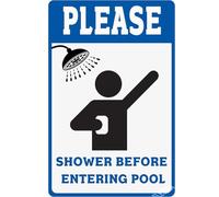 KOPUTE Warning Sign,Pool Rules Sign,Please Shower Before Entering Pool - Metal Swimming Pool Signs Pool Safety Sign Home Bar Kitchen Coffee Man Cave Garage Wall Decor Art Tin Sign 8x12 Inch