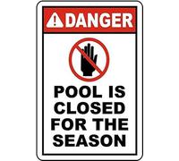 KOPUTE Warning Sign,Pool Rules Sign,Pool Safety Sign Danger Pool Is Closed For The Season Metal Tin Sign Home Bar Kitchen Coffee Man Cave Garage Wall Decor Art Tin Sign 5.5x8 Inch