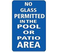KOPUTE Warning Sign,Pool Rules Sign,Pool Safety Sign No Glass Permitted in The Pool Or Patio Area Activity Sign Home Bar Kitchen Coffee Man Cave Garage Wall Decor Art Tin Sign 12x16 Inch