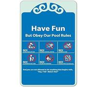 KOPUTE Warning Sign,Pool Rules Sign,Pool Safety Sign Pool Rules No Dive Run Plush Alone Swim Yell Scream Glass Sign Home Bar Kitchen Coffee Man Cave Garage Wall Decor Art Tin Sign 8x12 Inch