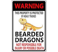 KOPUTE Warning Tin Sign This Property Is Protected By Highly Trained Dearded Dragons Vintage Wall Hanging Decor Home Bar Kitchen Coffee Man Cave Garage Wall Decor Art Tin Sign 8x12 Inch