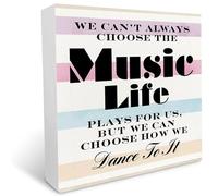 KOPUTE We Can‘t Always Choose The Music Life Plays For Us, But We Can Choose How We Dance To It, Inspirational Quote Rustic Desk Wood Box Sign Plaque Decor 5 x 5 Inches