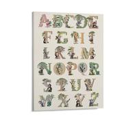 KOPUTE Wild Animal Alphabet Wall Art Poster, ABC Alphabet Educational Canvas Pictures Prints Dining Room Decor, Bedroom Art, Wall Decor Living Room, Wall Art, Frameless 20x30inch