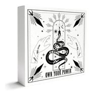 KOPUTE Witches Tarot Decor Wooden Box Sign, Celestial Witchy Witchcraft Decoration for Home Bedroom Bathroom Mystical Wiccan Table Decor, Own Your Power, Witchy Gifts 7 x 7 Inches