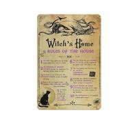 KOPUTE Witch's Home Rules of The House Halloween Poster, Witchy Decor, Witch Wall Art, Halloween Wall Decor, Retro Metal Poster Wall Art Kitchen Garden Farm Home Decoration,tin sign 14X20cm